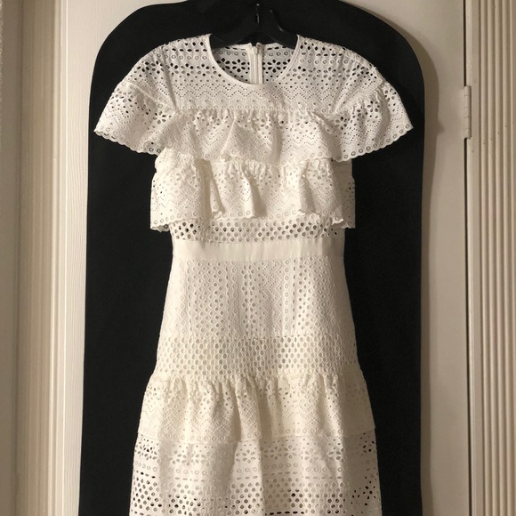 SELF-PORTRAIT Ruffled broderie anglaise mini dress - Picture 4 of 7